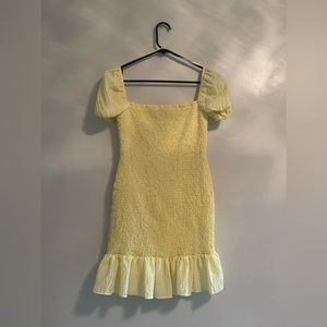 Zara Yellow Textured Weave Mini Dress